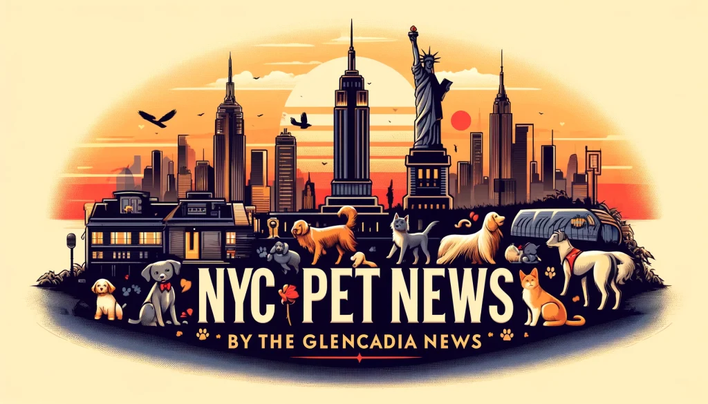 NYC Pet News by The Glencadia News Banner image with pets in the foreground of NYC skyline