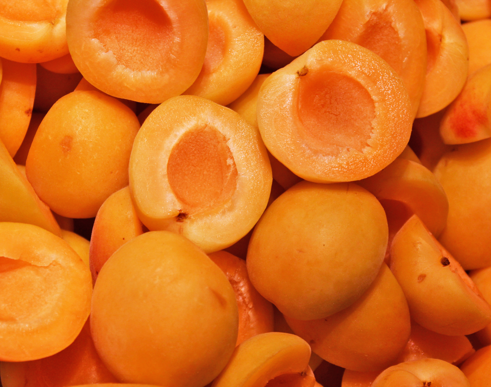 close up of sliced apricots