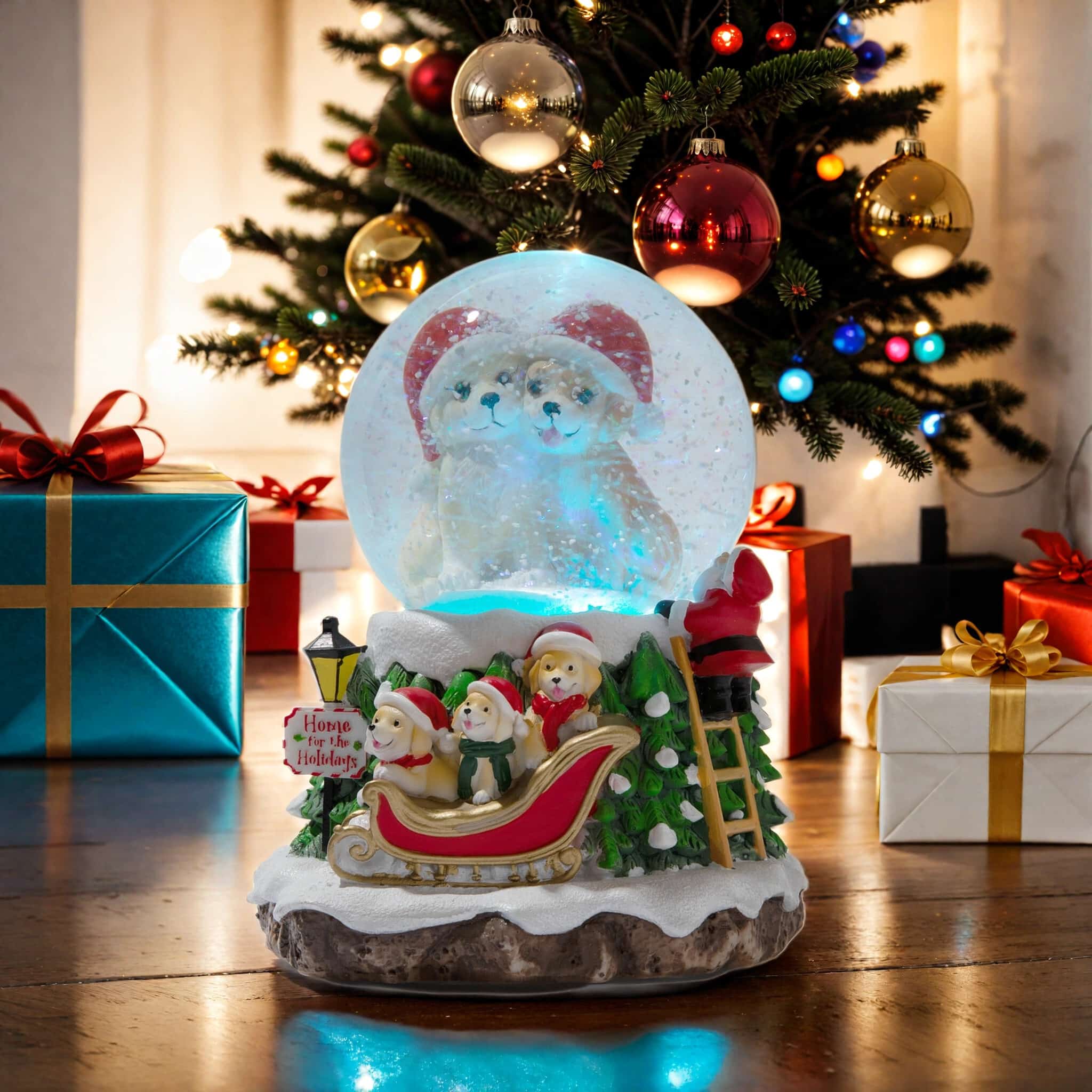 2 Home For The Holiday Dog Snow Globe 2024 Gift Background