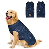 KYEESE Dog Sweater Comfy Dog Sweater Medium Size Dog Medium Dog Sweater with Reflective Yarn Warm Dog Coats Stretchy Dog Clothes Pullover Dog Sweater for Medium Dogs Boy, Navyblue, XL