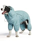 WOOFO Full-Coverage Dog Raincoat, Full Wrap Design for Full Protection, Super Lightweight, Comfortable, Adjustable&Easy to Wear Dog Rain Jacket, Features Detachable Cap&Reflective Strip (Mint, Large)