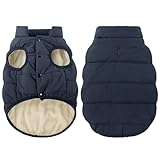 ASENKU Windproof Dog Winter Coat Waterproof Dog Jacket Warm Dog Vest Cold Weather Pet Apparel with 2 Layers Fleece Lined for Small Medium Large Dogs (3XL, Blue)