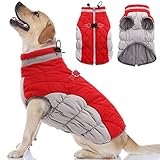 OUOBOB Warm Dog Coat Zip Up Back,Dog Jackets for Large Dogs Fleece Lined, Dog Winter Coat with D-Ring, Reflective Dog Snowsuit, Waterproof Dog Winter Jacket, Dog Puffer Jacket, Winter Coat for Dogs