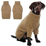 IECOii XL Dog Sweater,Fall Doggy Clothes for Extra Large Dogs Girl Boy,Warm Pullover Xmas Doggie Costume Clothes,Solid Color Pet Winter Apparel for Pitbull,Labrador Retriever(Camel,XLarge)