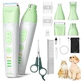 SUPRENT Dog Grooming Kit, 4 in 1 Quiet Pet Clippers for Grooming Supplies, Cordless Cat Paw Trimmer Dog Nail Grinder, Professional Long Hair Shaver Set for Cat Matted Hair and Small Dogs Thick Coats