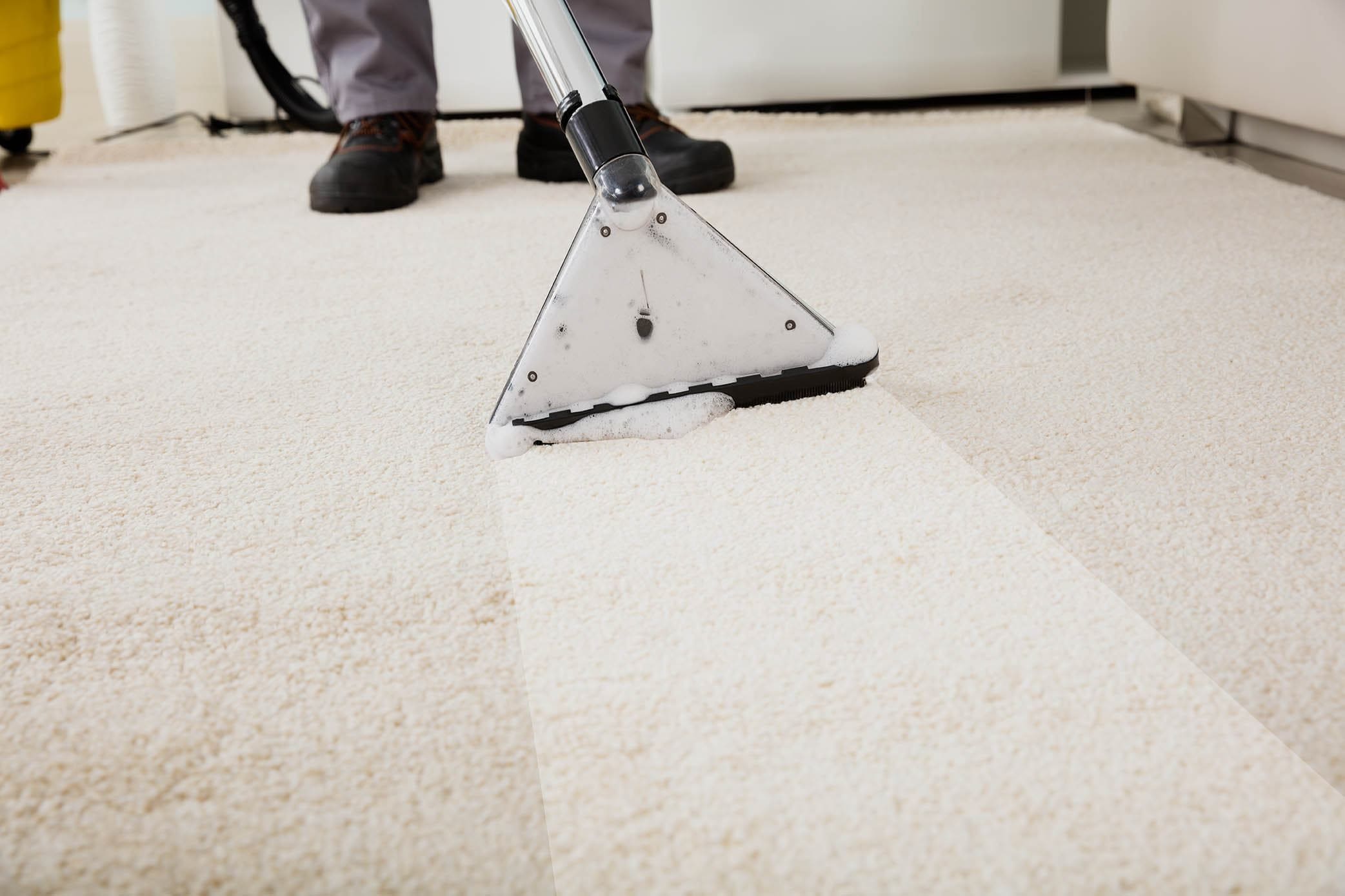 person vacuuming carpet