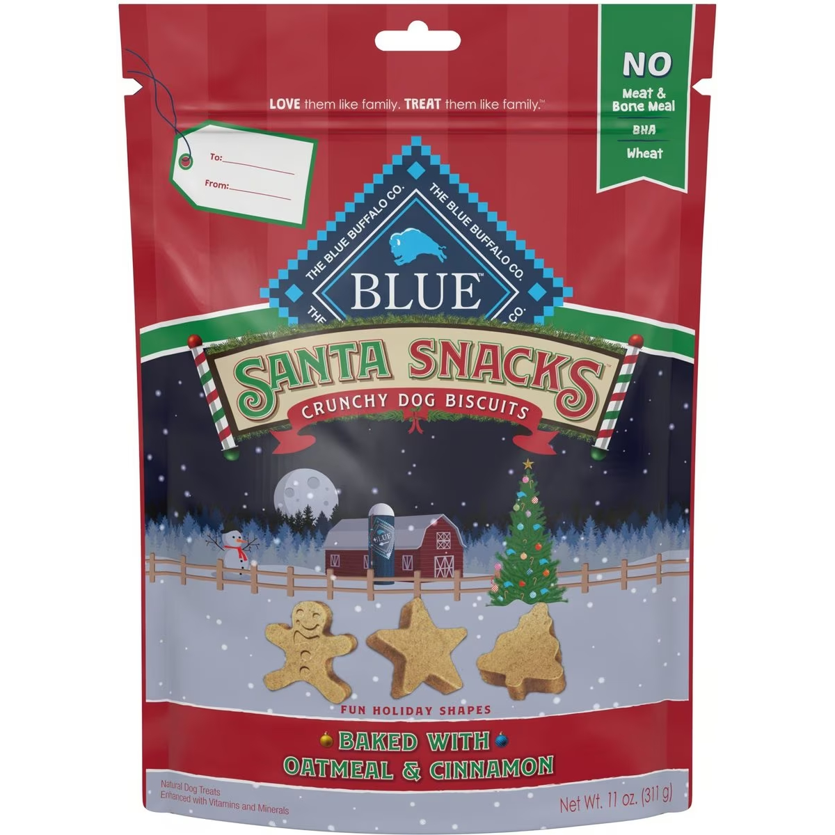 Blue Buffalo Holiday Santa Snacks Oatmeal & Cinnamon Crunchy Dog Treats