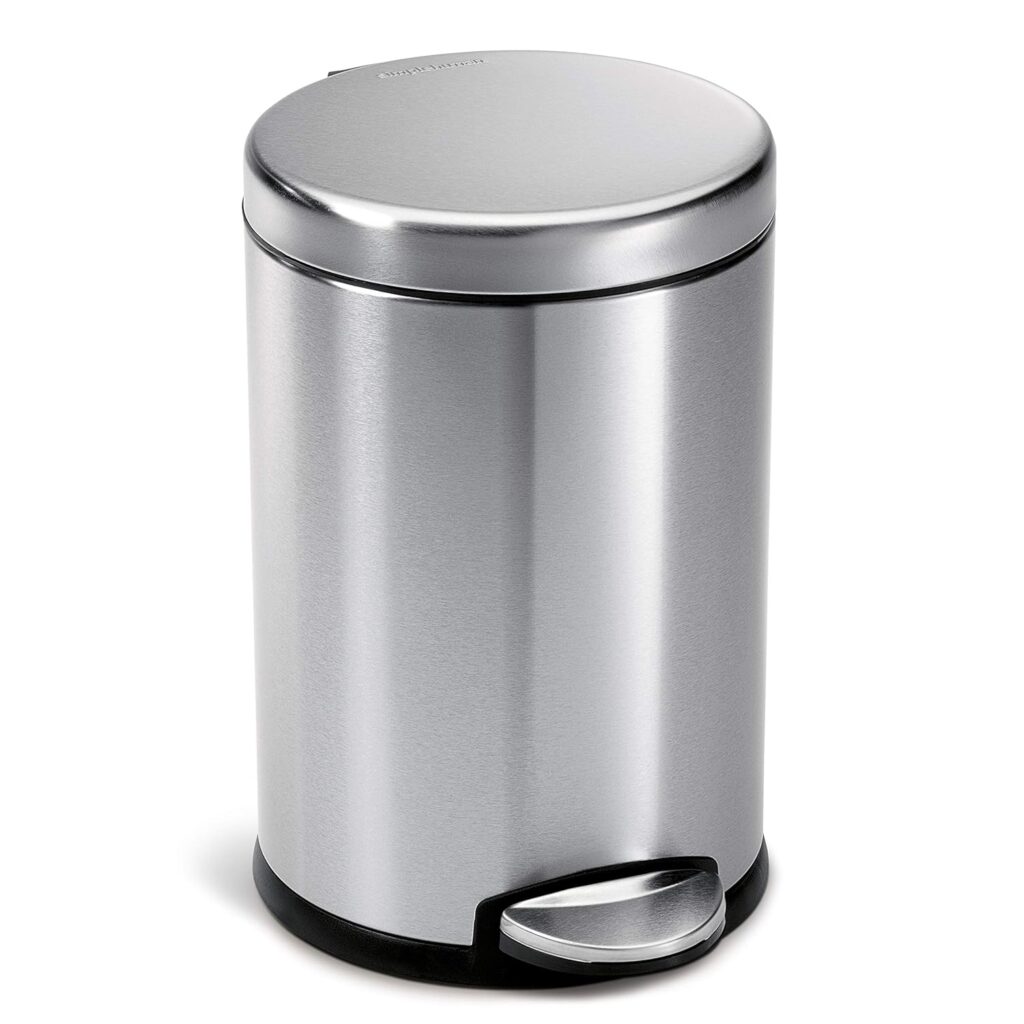 simplehuman 1.2 Gallon Round Bathroom Step Trash Can