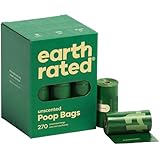 Earth Rated Dog Poop Bags, Guaranteed Leak Proof and Extra Thick Waste Bag Refill Rolls For Dogs, Unscented, 270 Count