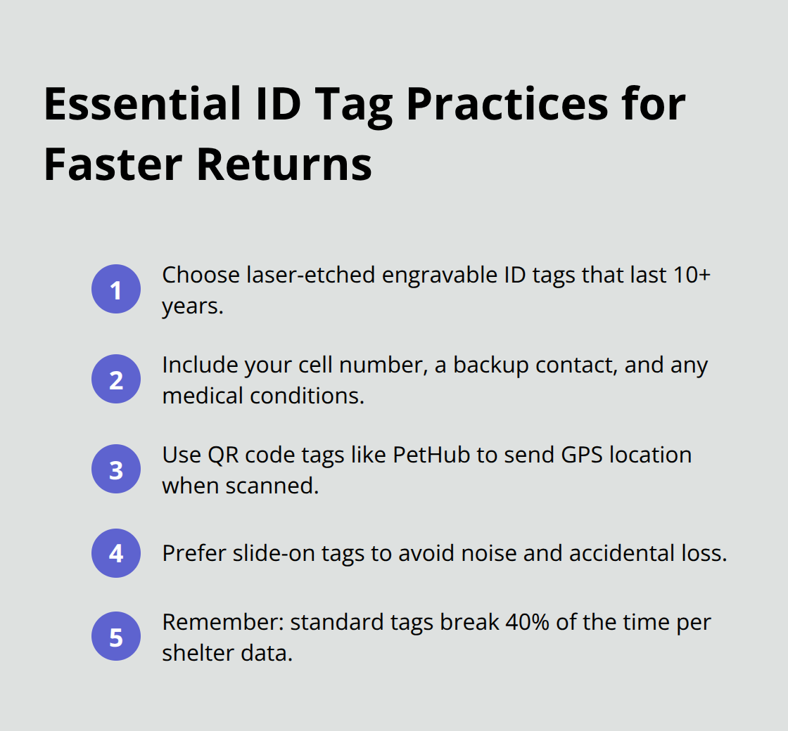 Compact checklist of best practices for dog ID tags and contact info - dog collar safety strap