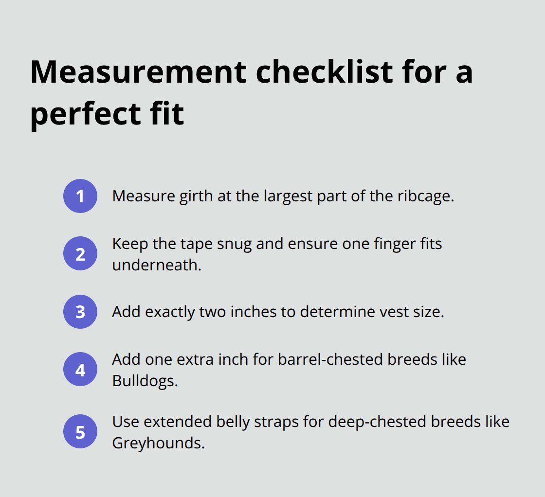 Ordered checklist of steps to measure your dog for a safety vest - reflective safety dog vest