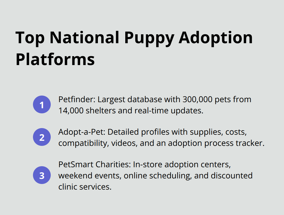 Summary of leading national puppy adoption platforms and their key advantages - best puppy adoption websites