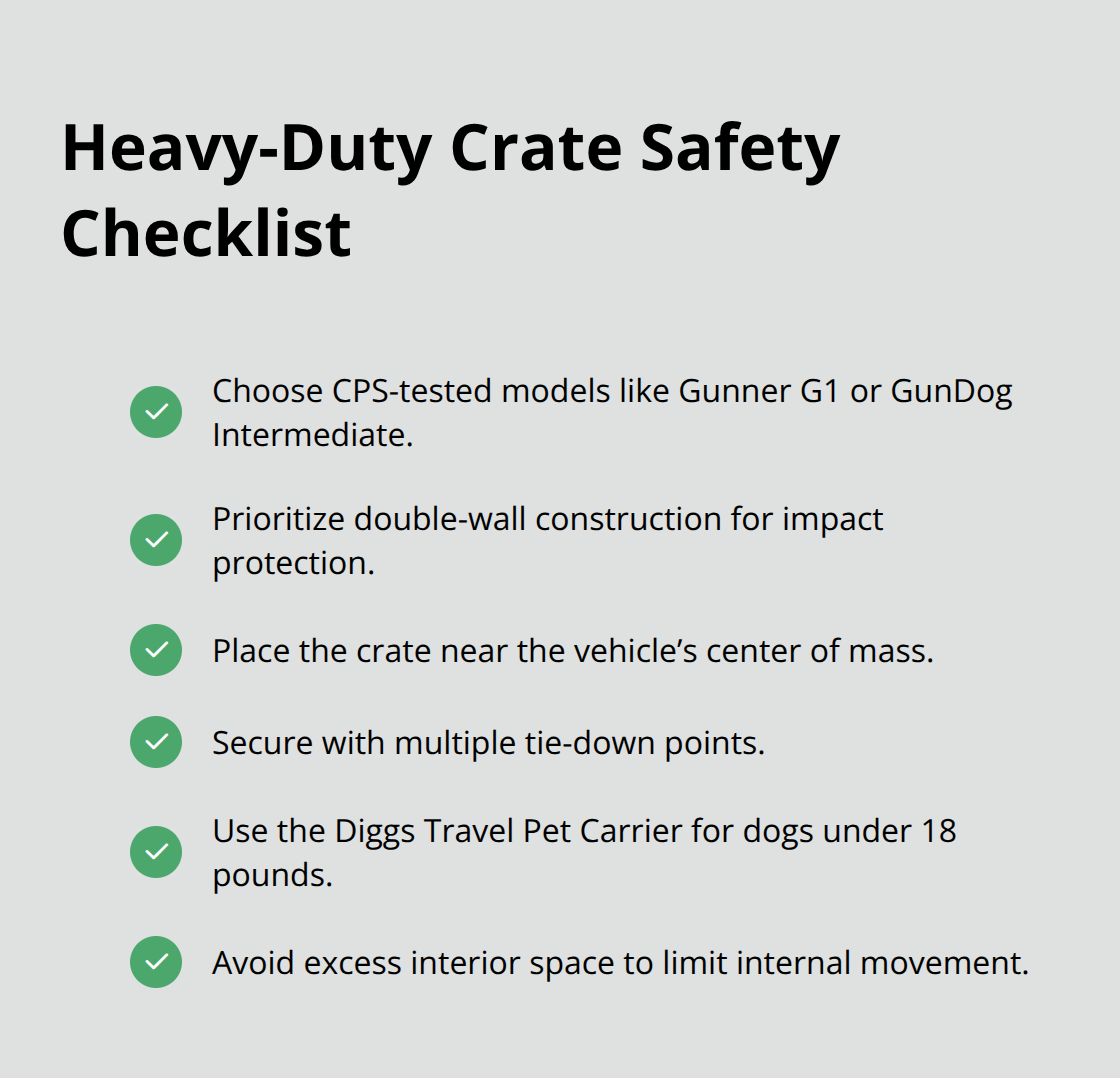 Checklist of crate setup practices that improve crash protection for dogs in vehicles. - dog car safety