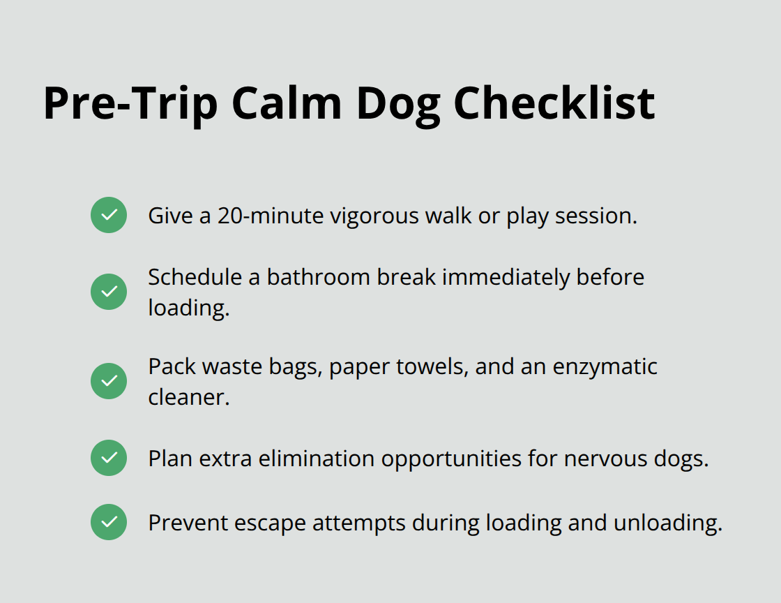 Checklist of steps to reduce anxiety and prevent injuries before car travel - dog vehicle safety