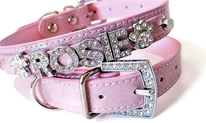 House of FurBaby Rhinestone Dog Collar | Light Pink Sparkle | Personalized Dog Collar