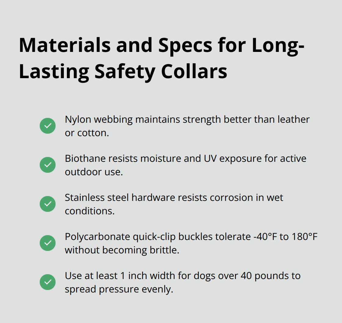 Checklist of key material and construction features for dog safety release collars. - safety release dog collar