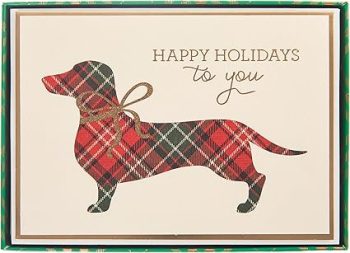 Graphique Plaid Dachshund Holiday Cards