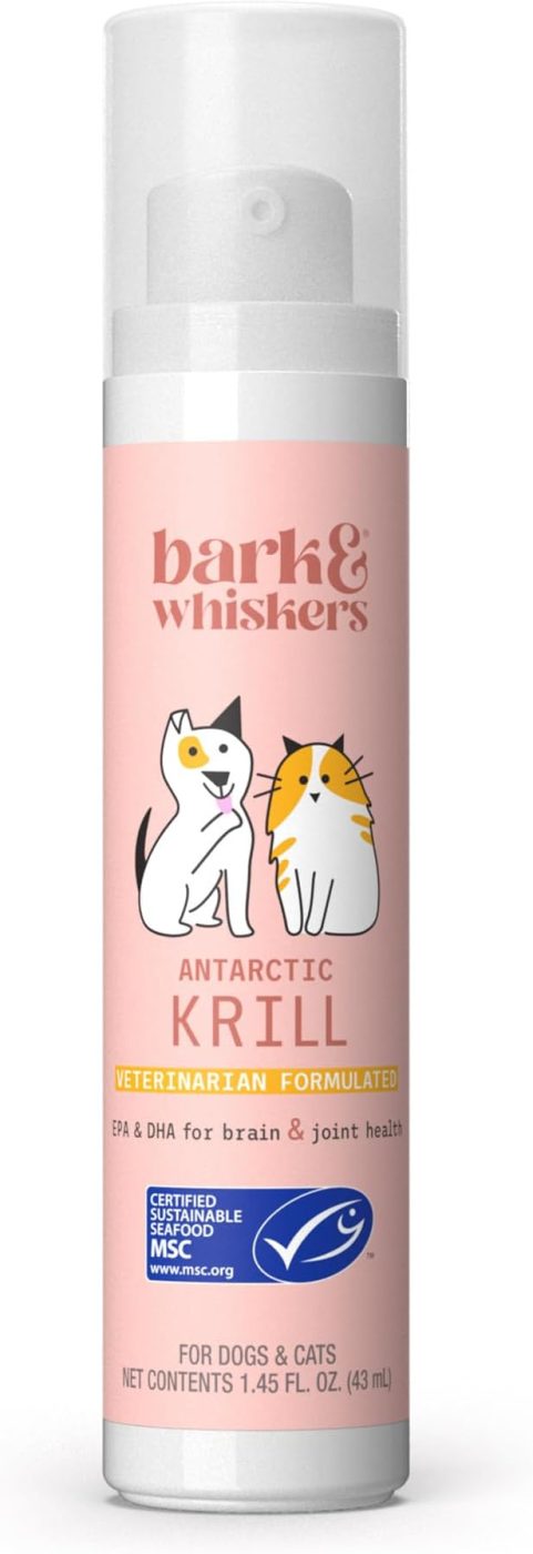 Bark & Whiskers Krill Oil Liquid Pump - Omega-3 Fatty Acids for Cats & Dogs 