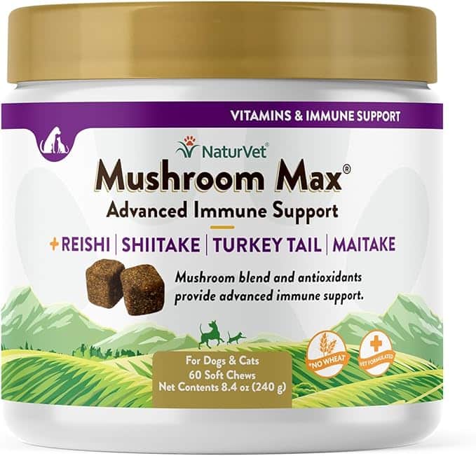 NaturVet Mushroom Max Advanced Immune Support Dog Supplement 