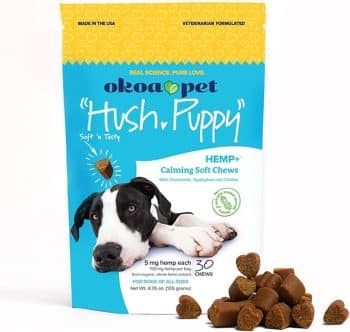 5 Best Puppy Calming Treats & Chews 10 Okoa Pet Hush Puppy Hemp Calming Treats for DogsÂ