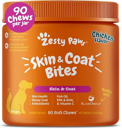 Zesty Paws Omega 3 Alaskan Fish Oil Chew Treats for Dogs