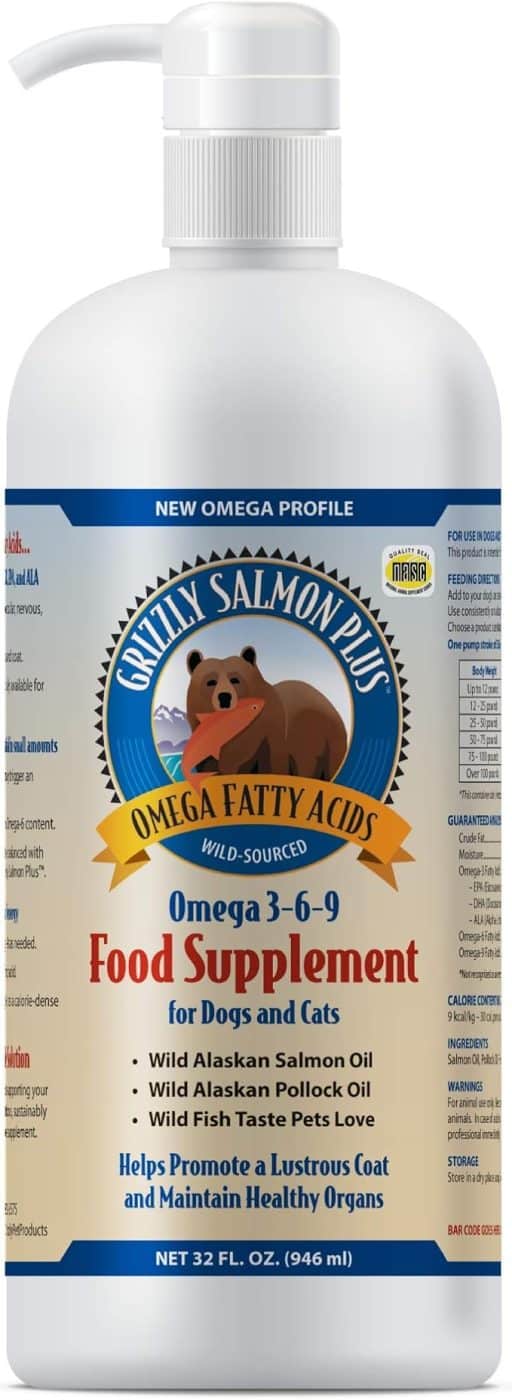 Grizzly Pet Products Salmon Plus Omega 3-6-9 Food Supplement for Dogs and Cats