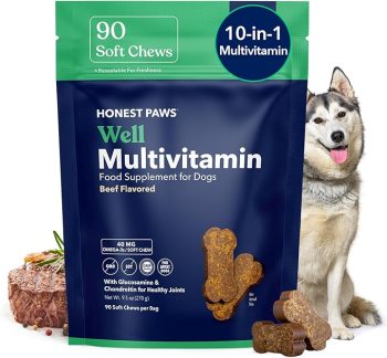 Best Value Dog Gear on Amazon (Under $50 & Prime Eligible) 9 Honest Paws (90 Count) Dog Multivitamin Soft Chews
