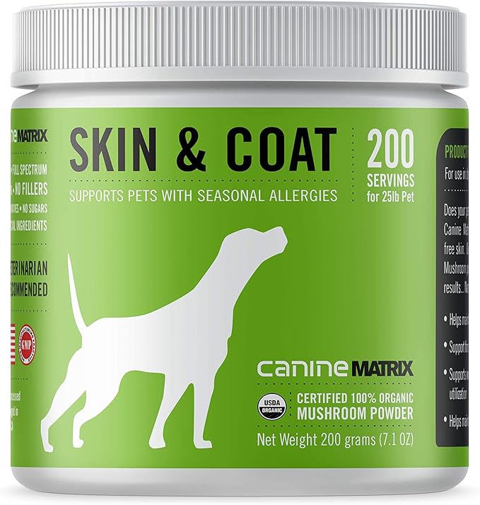 Mushroom Matrix Canine Organic Mushroom Powder Skin and Coat Supplement