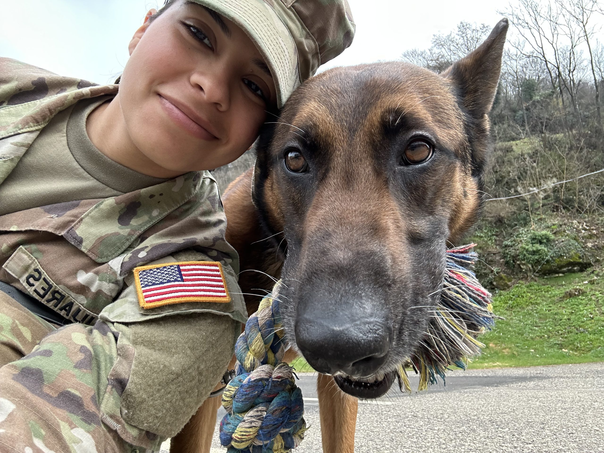 Military Dog Reunites with Handler and Retires on U.S. Soil - Kellee and Darco on deployment_Kellee Michelle Juares-Marroquin