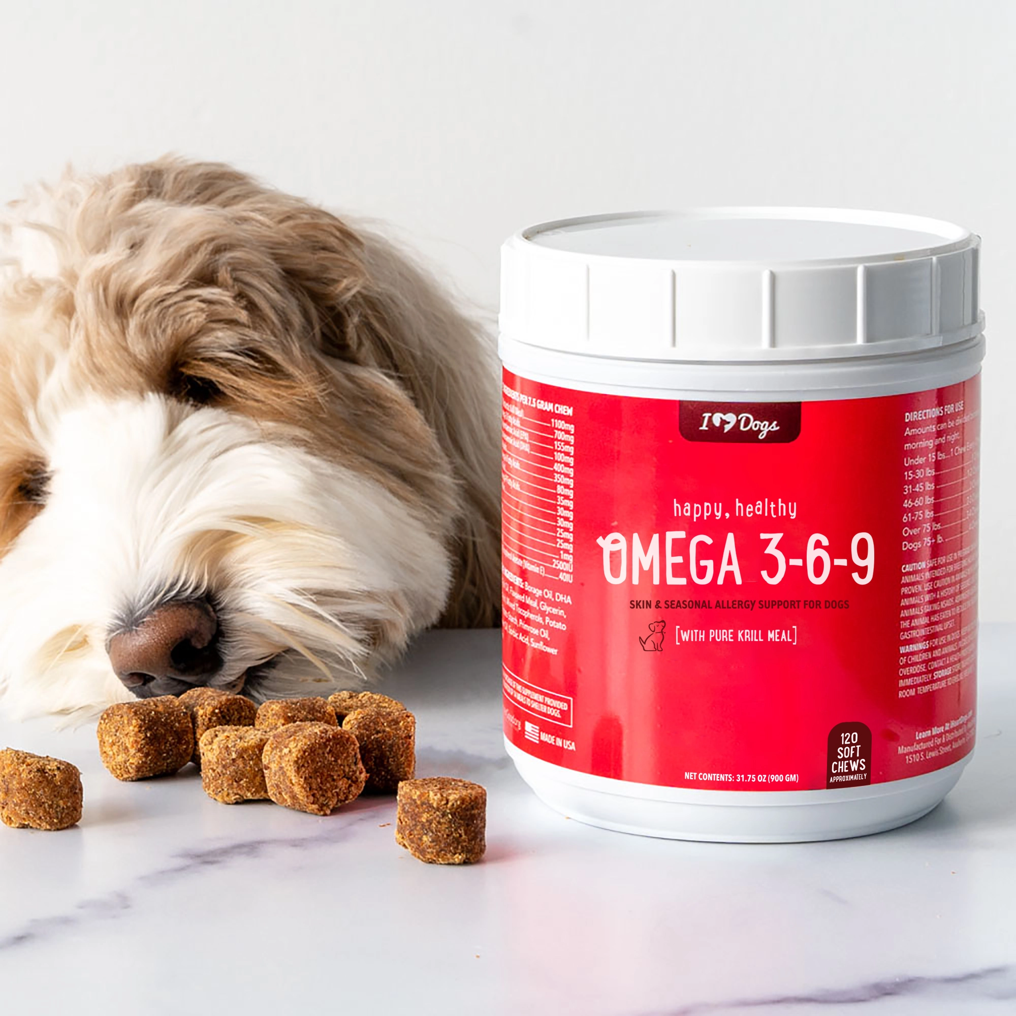 iHeartDogs Omega 3-6-9 Krill Oil Skin & Coat Chews
