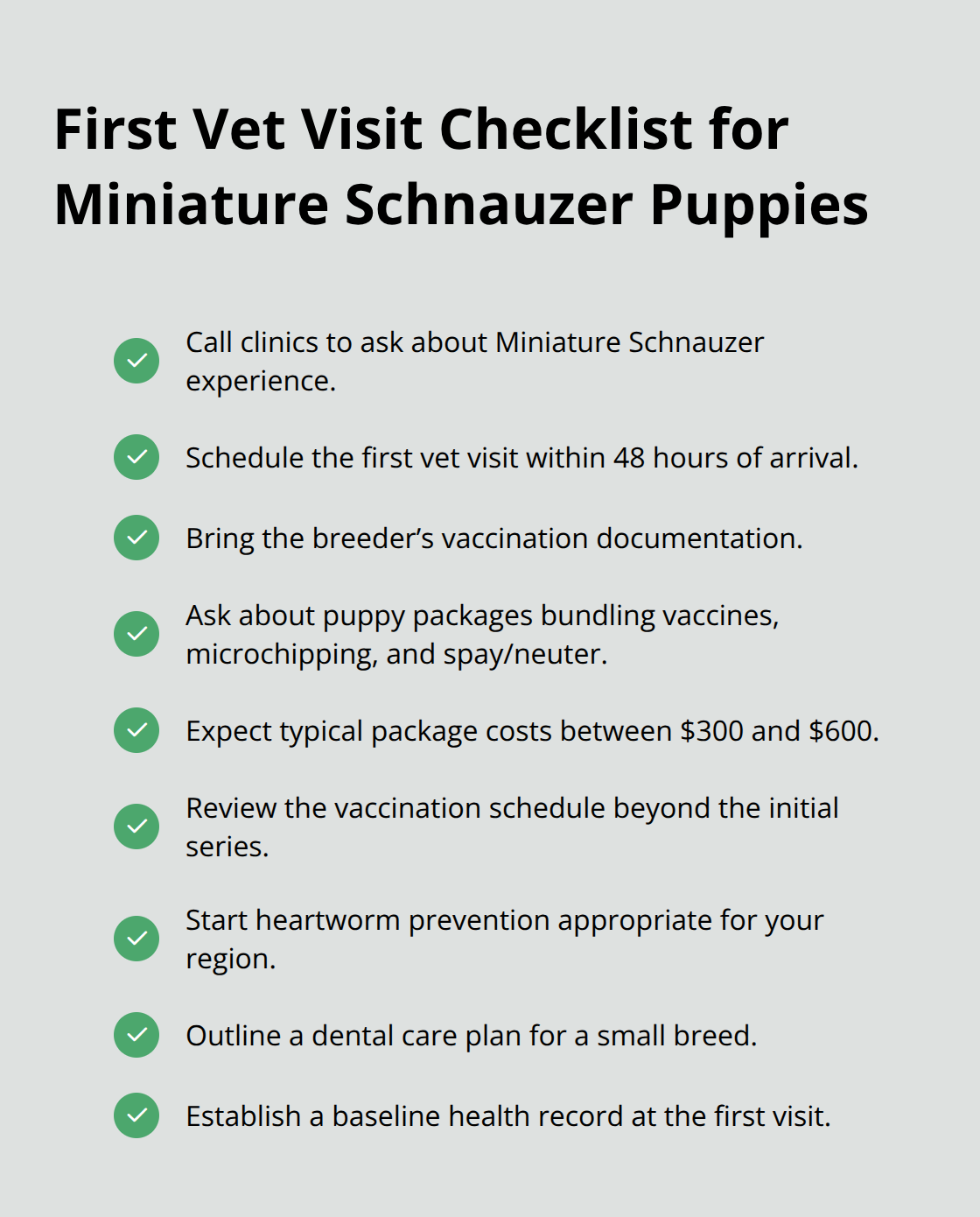 How to Find Miniature Schnauzer Puppy Adoption Options 5 Checklist of actions and conversations to have with your veterinarian in the first days after adoption. - miniature schnauzer puppy adoption