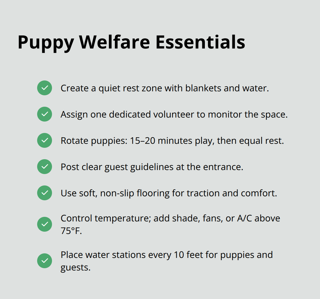 Checklist for creating safe, low-stress puppy spaces at adoption parties - puppy adoption party